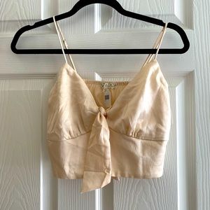 Satin ivory crop top